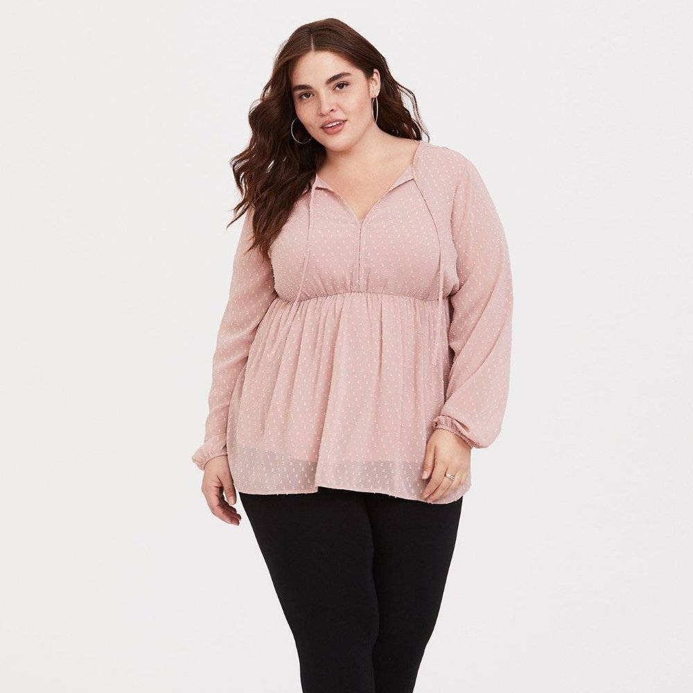 Torrid Blush Clip Dot Tie Babydoll - Dusty Quartz  Size 1 (1X - 14/16)